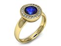 Złoty pierścionek z szafirem i diamentami złoto - p15023zszc