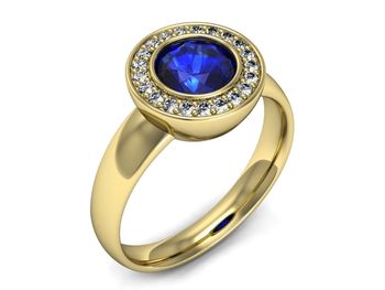 Złoty pierścionek z szafirem i diamentami złoto - p15023zszc - 1