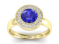 Złoty pierścionek z szafirem i diamentami - p15023zszc