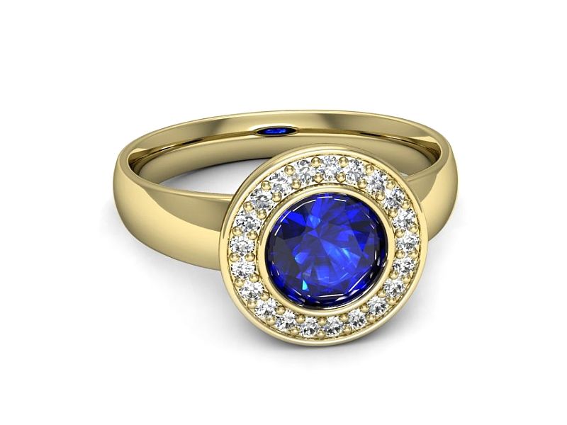 Złoty pierścionek z szafirem i diamentami złoto - p15023zszc - 2