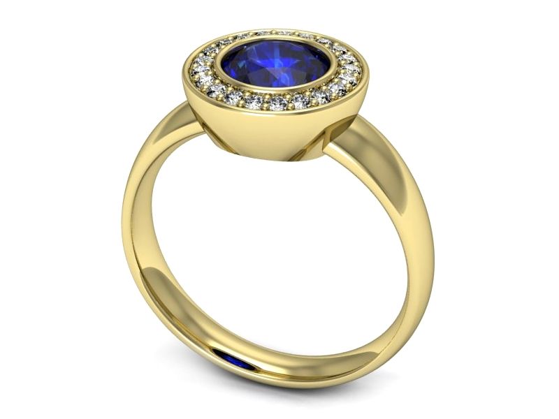 Złoty pierścionek z szafirem i diamentami złoto - p15023zszc - 3