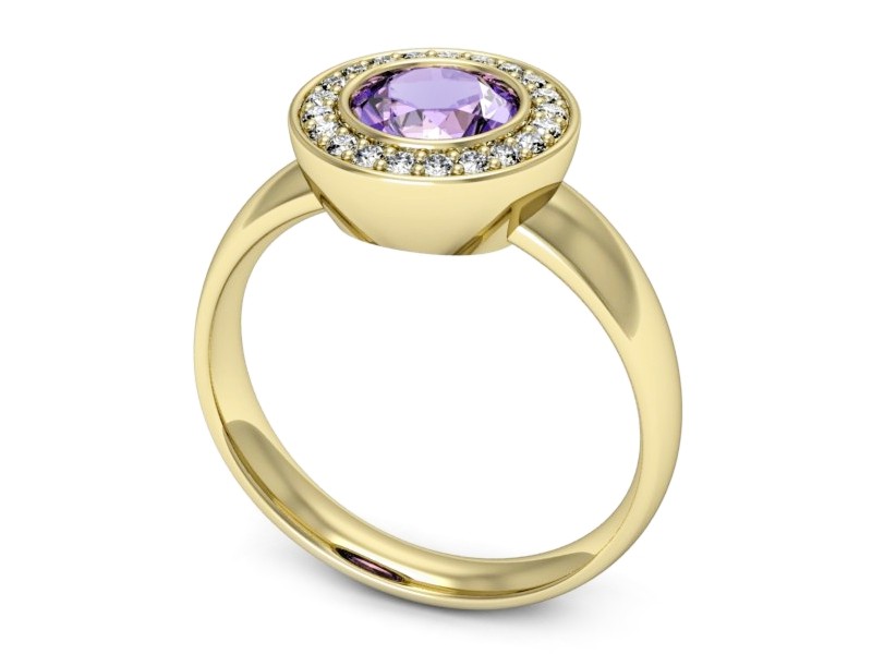 Pierścionek z tanzanitem i brylantami żółte złoto - p15023zt — zdjęcie 3