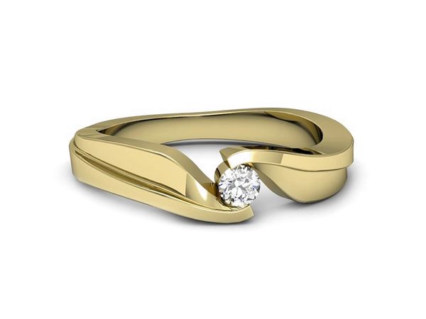 Złoty Pierścionek zaręczynowy z diamentem - P15024bbr_SI_G