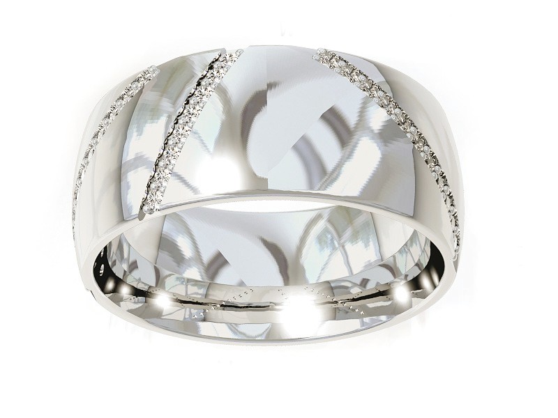 Pierścionek obrączka z brylantami białe złoto - P15027b — zdjęcie 3