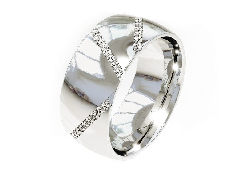 Pierścionek obrączka z brylantami białe złoto - P15027b