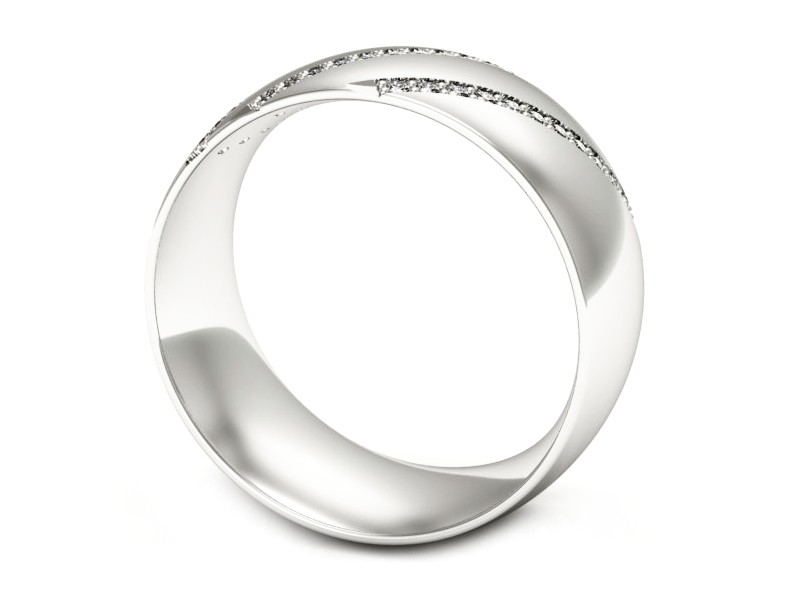 Pierścionek obrączka z brylantami białe złoto - P15027bi — zdjęcie 3