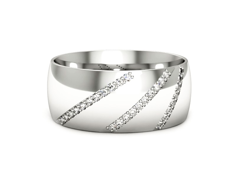 Pierścionek obrączka z brylantami białe złoto - P15027bi — zdjęcie 2