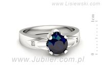 Pierścionek z szafirem i brylantami z białego złota 585 - p15030bsz- 2