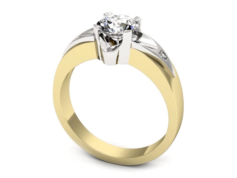 Pierścionek z brylantami białe żółte złoto - P15030zbbr_P_F — zdjęcie 3