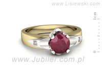 Pierścionek z rubinem i diamentami w żółtym i białym złocie - p15030zbr- 2