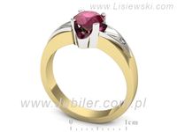 Pierścionek z rubinem i diamentami w żółtym i białym złocie - p15030zbr- 3