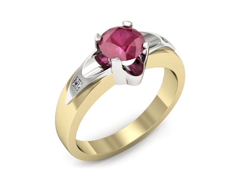 Pierścionek z rubinem i diamentami - p15030zbr