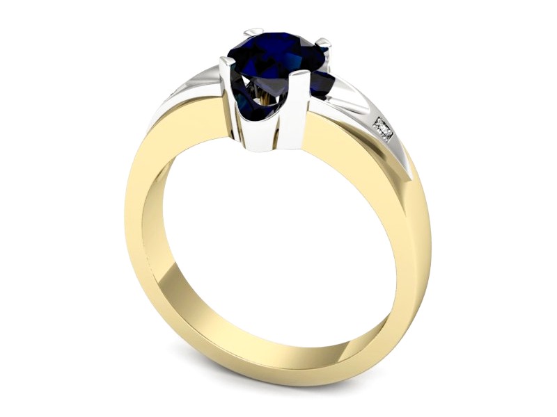 Złoty pierścionek z szafirem i brylantami - p15030zbsz — zdjęcie 3