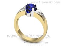 Pierścionek z szafirem i diamentami z żółtego i białego złota - p15030zbszc- 3