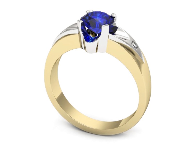 Pierścionek z szafirem i diamentami - p15030zbszc — zdjęcie 3