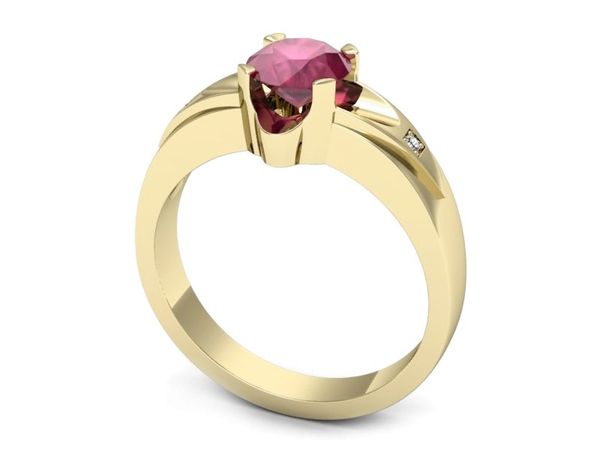 Złoty pierścionek z rubinem i brylantem złoto 585 - p15030zr