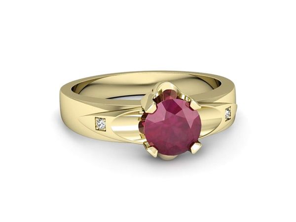 Złoty pierścionek z rubinem i brylantem złoto 585 - p15030zr