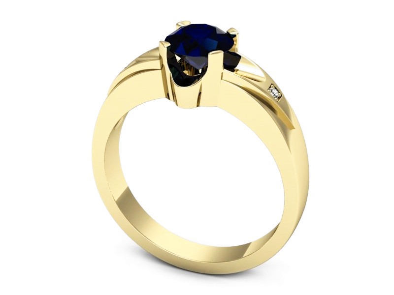 Pierścionek z szafirem i brylantami żółte złoto - p15030zsz — zdjęcie 3