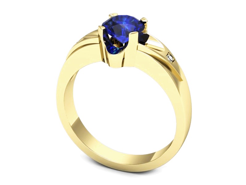 Złoty pierścionek z szafirem i brylantami - p15030zszc — zdjęcie 3