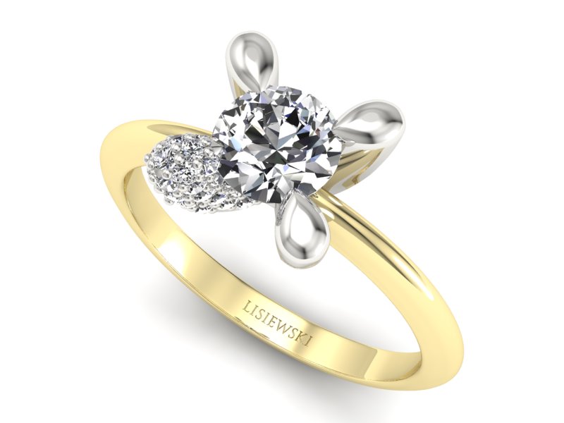 Złoty pierścionek zaręczynowy z brylantami - P15031bz_Si_J