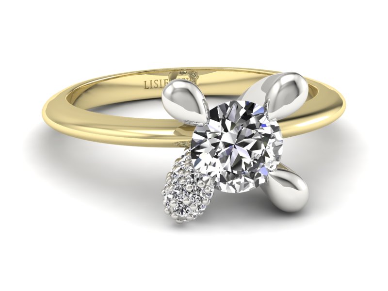 Złoty pierścionek zaręczynowy z brylantami - P15031bz_Si_J — zdjęcie 3