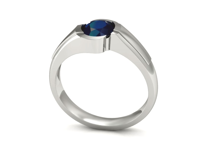 Złoty pierścionek z szafirem białe złoto - p15032bsz — zdjęcie 3