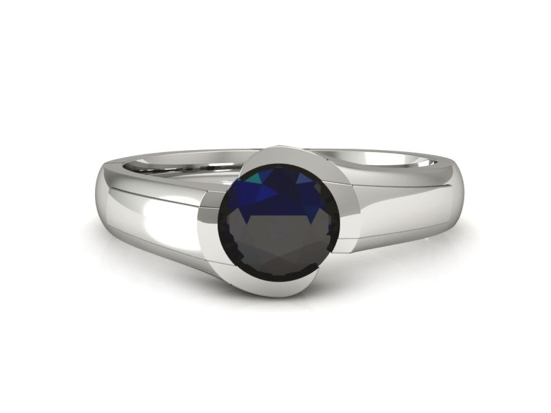 Złoty pierścionek z szafirem białe złoto - p15032bsz — zdjęcie 2