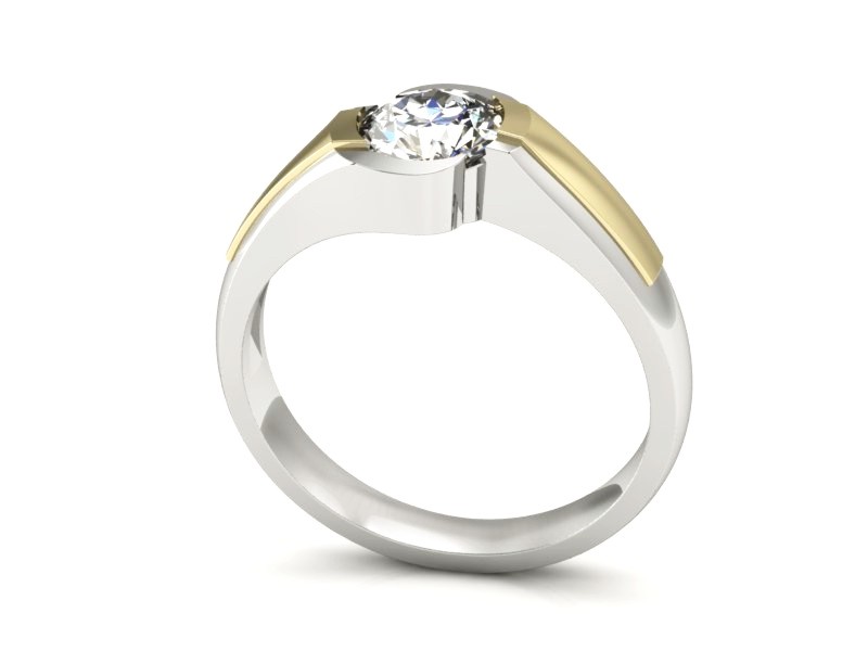 Pierścionek z diamentem żółte i białe złoto - p15032bz — zdjęcie 3