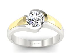 Pierścionek z diamentem żółte i białe złoto - p15032bz