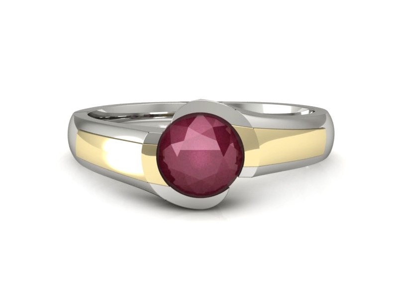 Pierścionek z rubinem z żółtego i białego złota - p15032bzr — zdjęcie 3