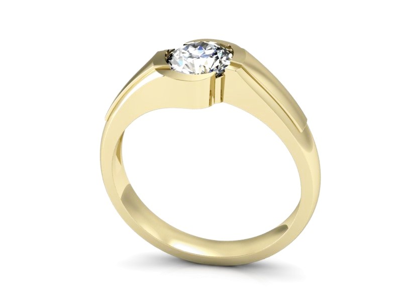 Złoty pierścionek z brylantem żółte złoto - p15032z — zdjęcie 3