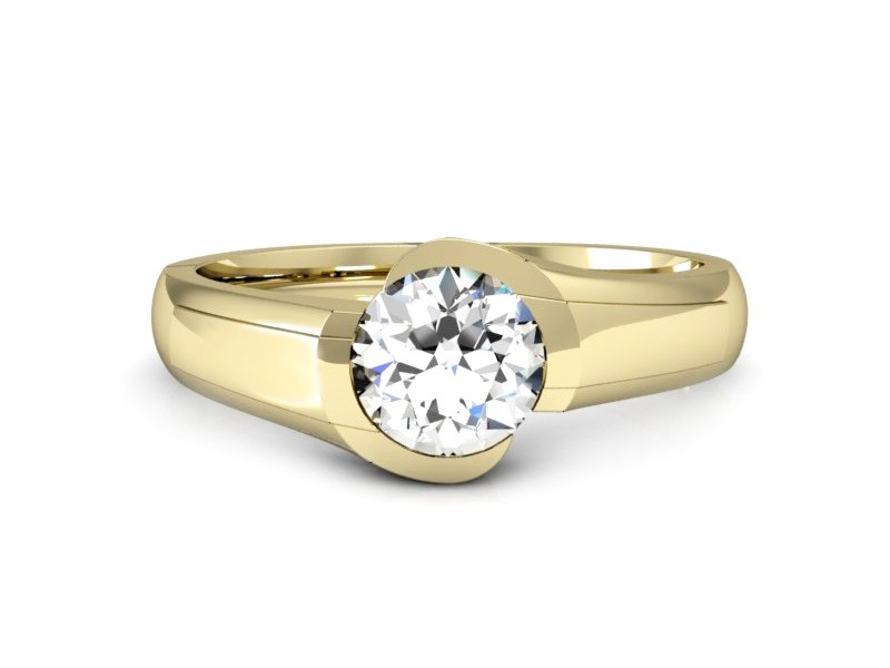Złoty pierścionek z brylantem żółte złoto - p15032z — zdjęcie 2