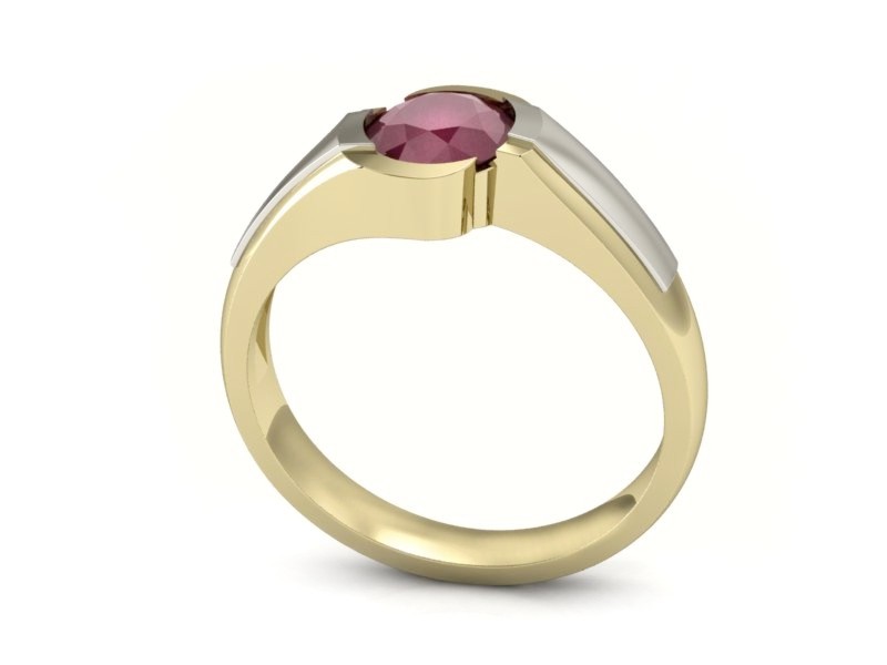 Pierścionek z rubinem z białego i żółtego złota - p15032zbr — zdjęcie 3
