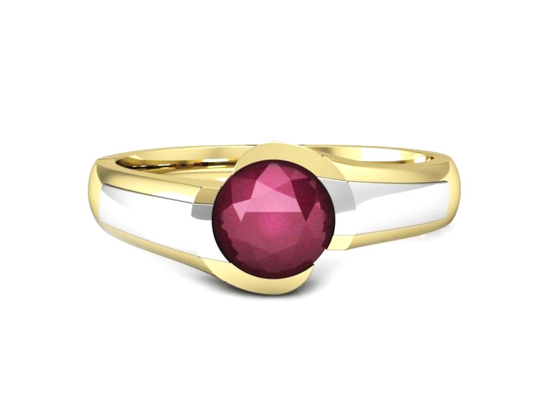Pierścionek z rubinem z białego i żółtego złota - p15032zbr — zdjęcie 2