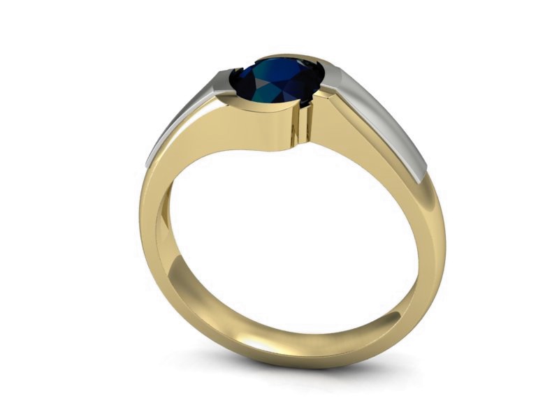 Pierścionek z szafirem białe i żółte złoto - p15032zbsz — zdjęcie 3