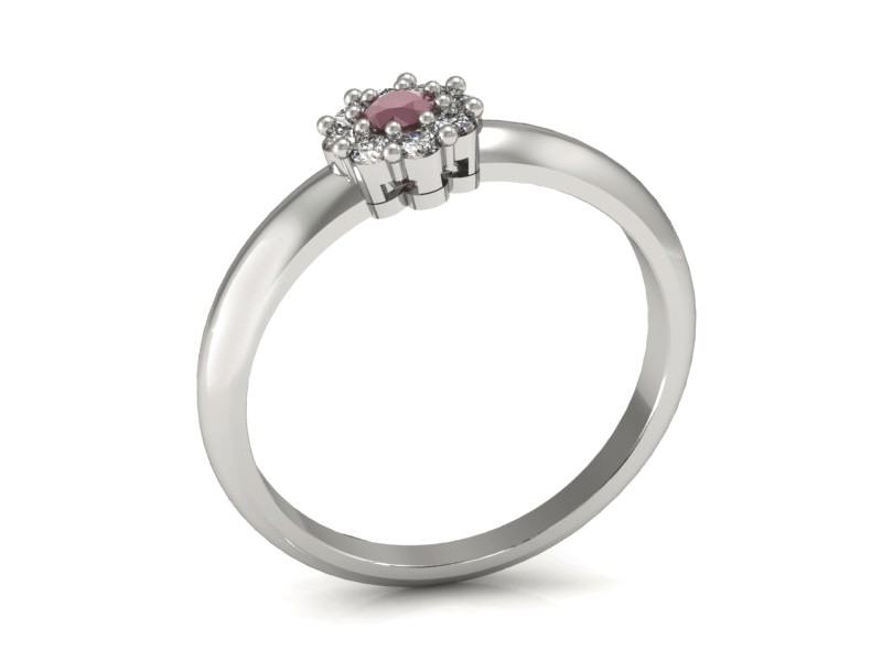 Pierścionek z rubinem i brylantami białe złoto - p15034br — zdjęcie 3