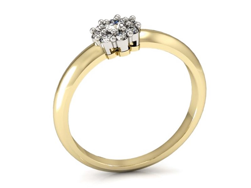 Złoty pierścionek zaręczynowy z brylantami - P15034bz_P_H — zdjęcie 3
