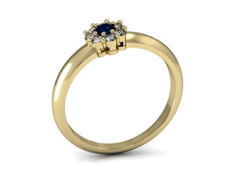 Pierścionek z szafirem i brylantami żółte złoto - p15034zsz — zdjęcie 3