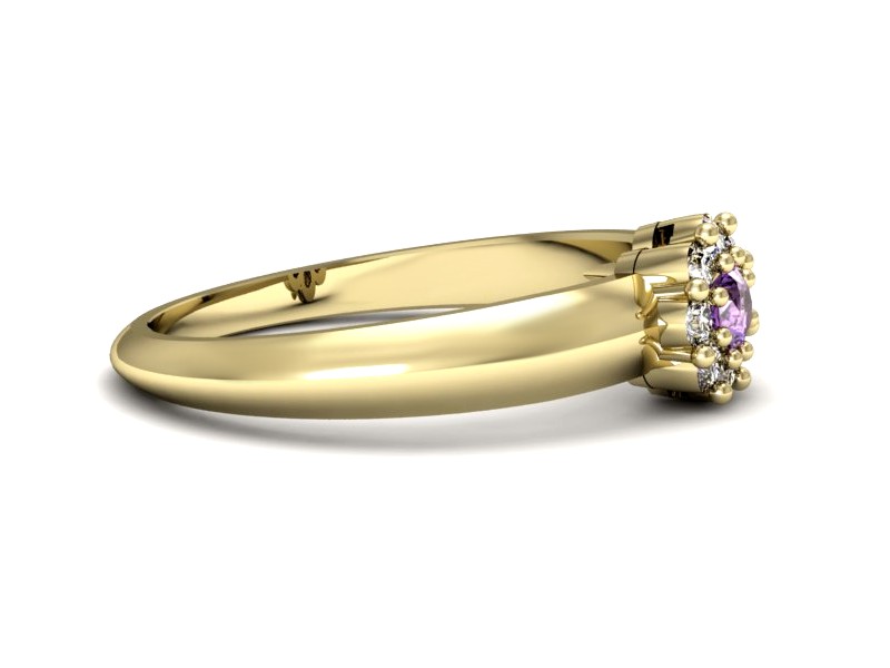 Pierścionek z tanzanitem i brylantem żółte złoto - p15034zt — zdjęcie 2