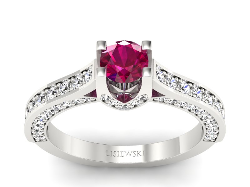 Pierścionek zaręczynowy z rubinem i brylantami - p15035br