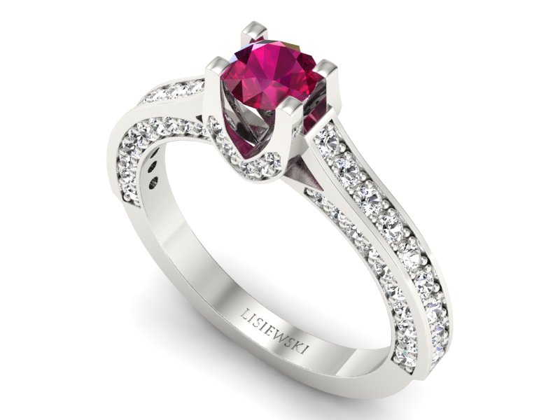 Pierścionek zaręczynowy z rubinem i brylantami - p15035br — zdjęcie 3