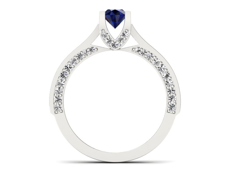 Złoty pierścionek z szafirem i brylantami - p15035bsz — zdjęcie 2