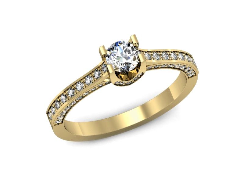 Pierścionek zaręcznynowy z diamentami żółte złoto - p15035z