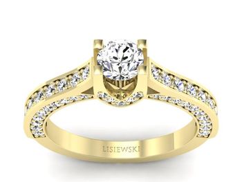 Pierścionek zaręcznynowy z diamentami żółte złoto - p15035z - 1