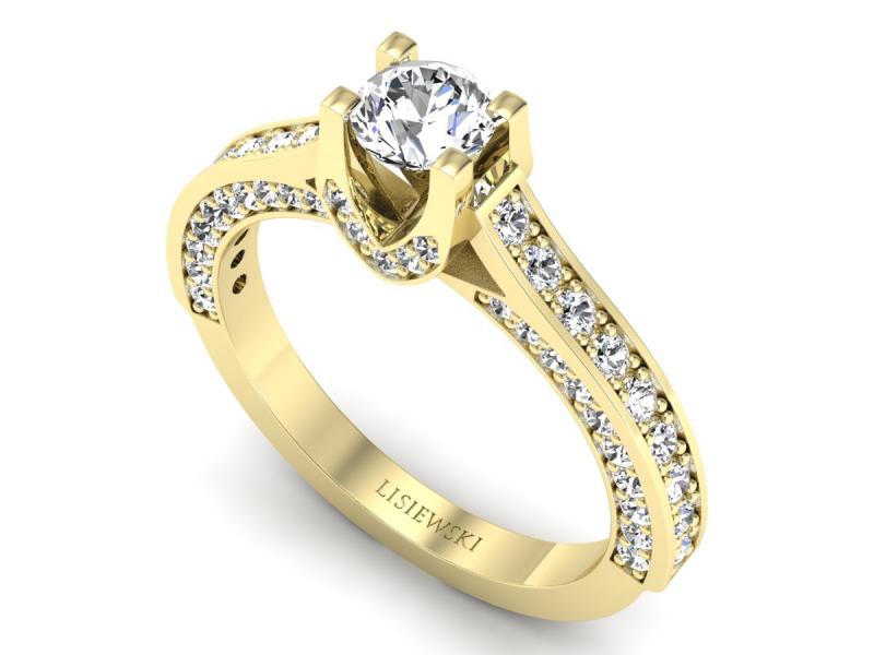 Pierścionek zaręczynowy z diamentami żółte złoto - p15035z — zdjęcie 3