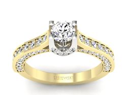 Pierścionek z diamentami żółte i białe złoto - p15035zb_PI