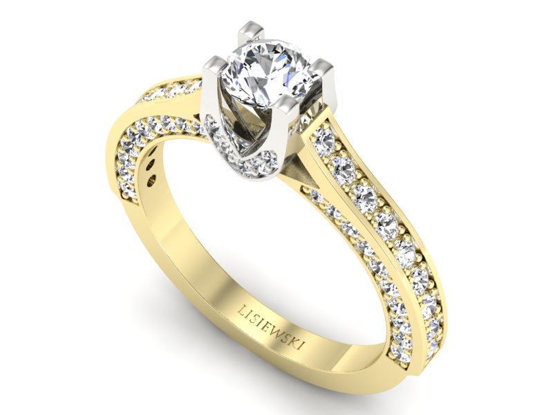 Pierścionek z diamentami żółte i białe złoto - p15035zb_PI — zdjęcie 3