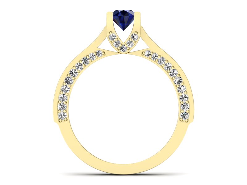 Pierścionek z szafirem i brylantami żółte złoto - p15035zsz — zdjęcie 2