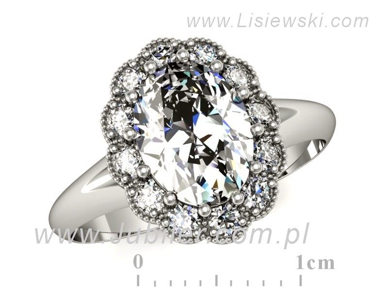 Złoty pierścionek z diamentami białe złoto - p15037b