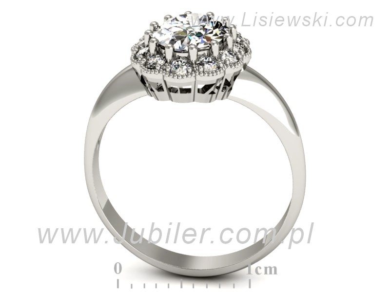 Złoty pierścionek z diamentami białe złoto - p15037b — zdjęcie 3